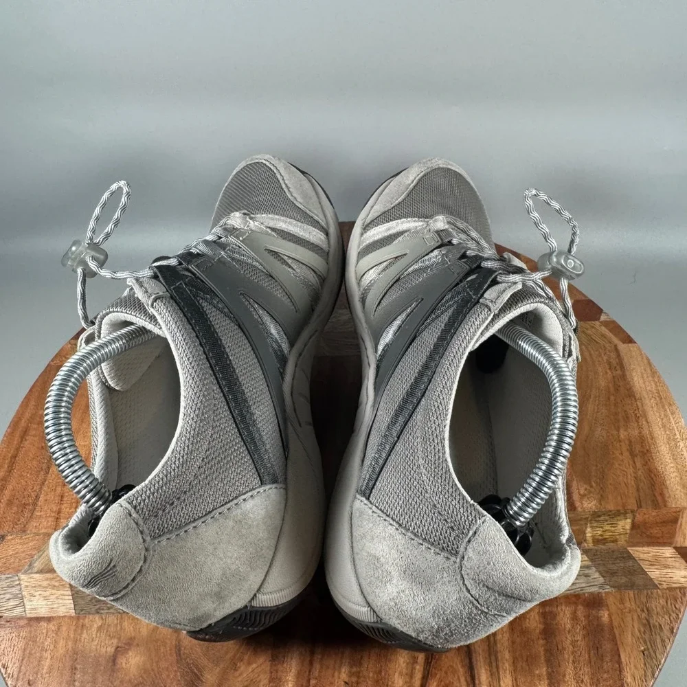 Dansko Elise Grey Leather Mesh Bungee Lace Up Walking Sneakers Womens 37 6.5-7‎
